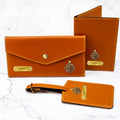 Ladies Leather Travel Set Tan