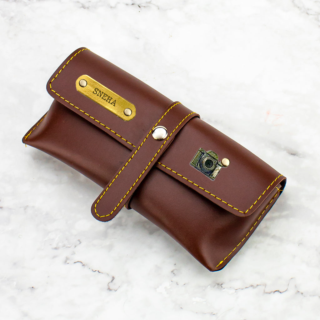 Leather Travel Set Brown