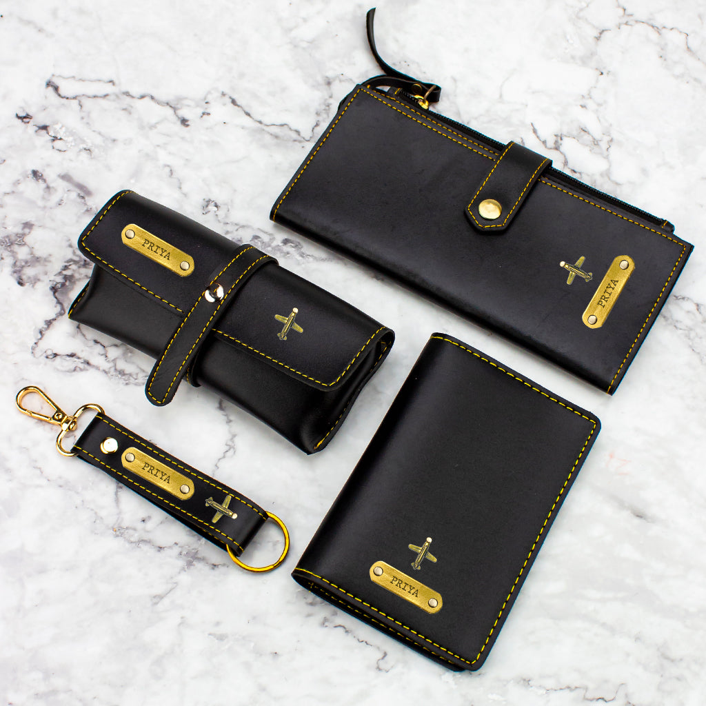 Leather Travel Set Black