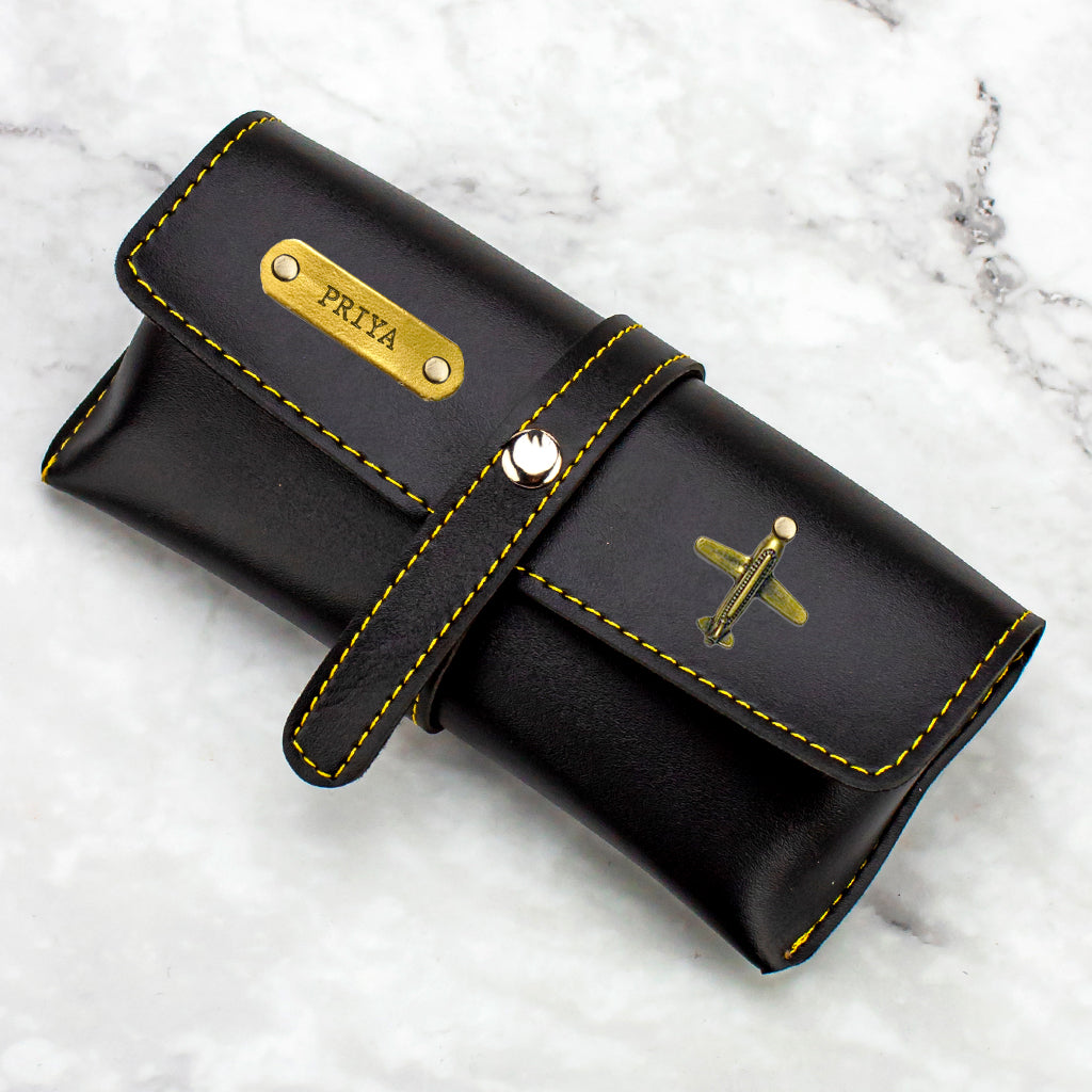 Leather Travel Set Black