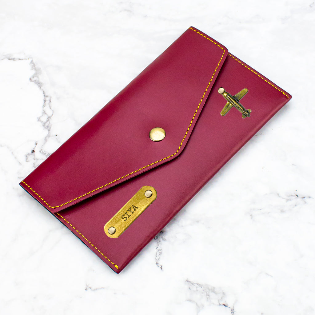 Ladies Leather Travel Set Wine