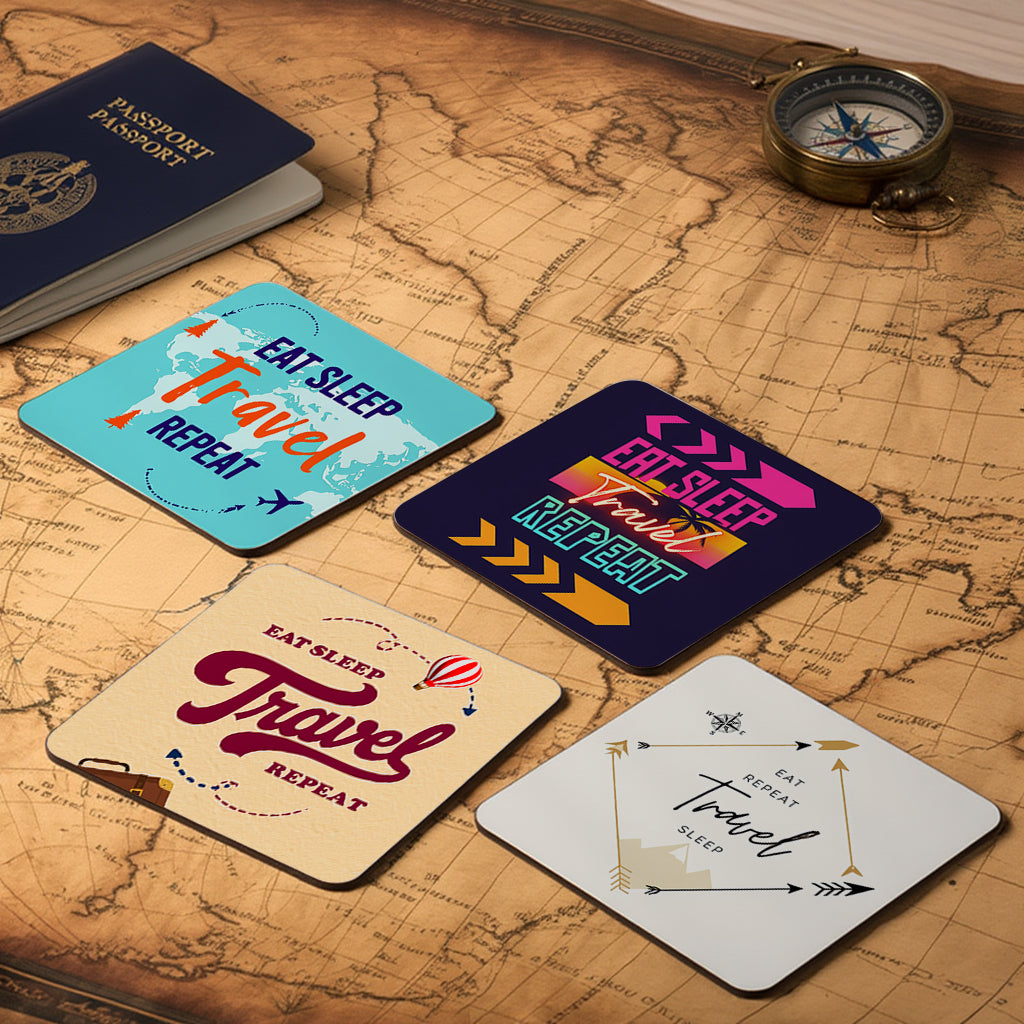 Eat Sleep Travel Coaster Set