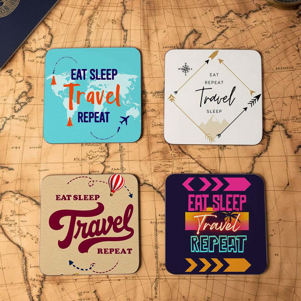 Eat Sleep Travel Coaster Set