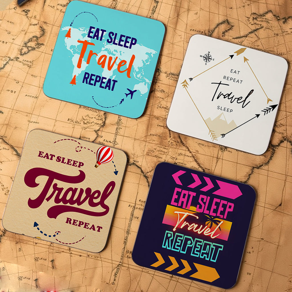 Eat Sleep Travel Coaster Set