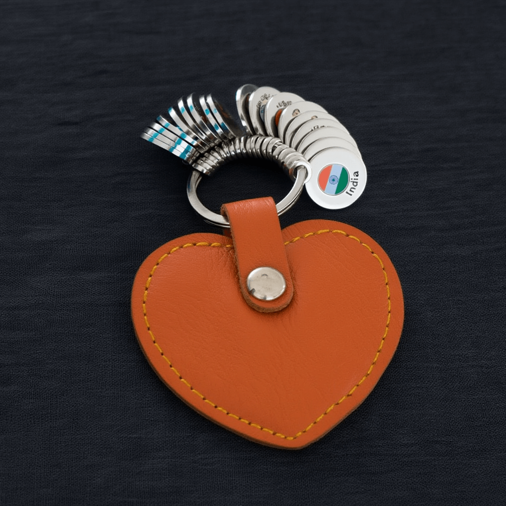 Heart Leather Keychain-Tan