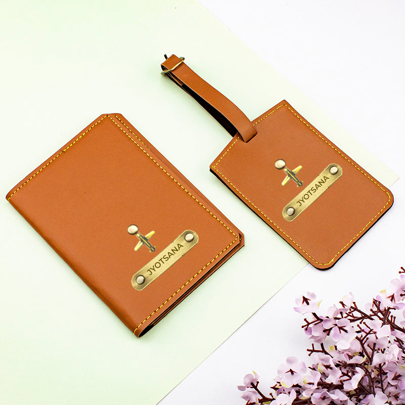 Leather Passport Cover and Luggage Tag Combo