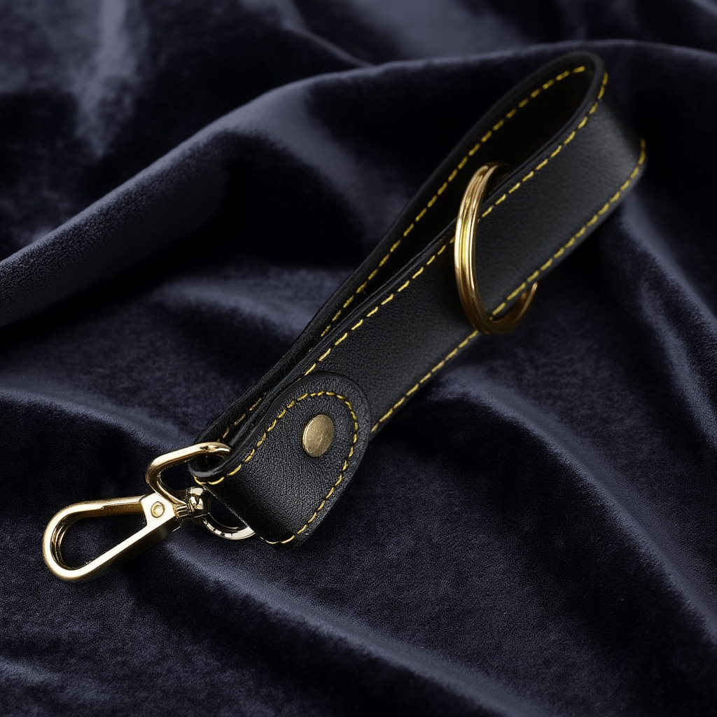 Long Leather Keychain-Black