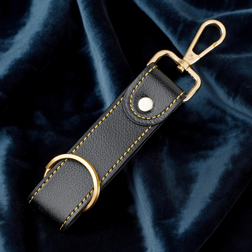 Long Leather Keychain-Black